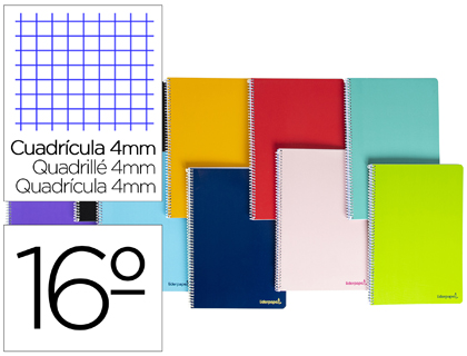 Cuaderno espiral Liderpapel Smart 16º tapa blanda 80h 60g/m² c/4mm. colores surtidos